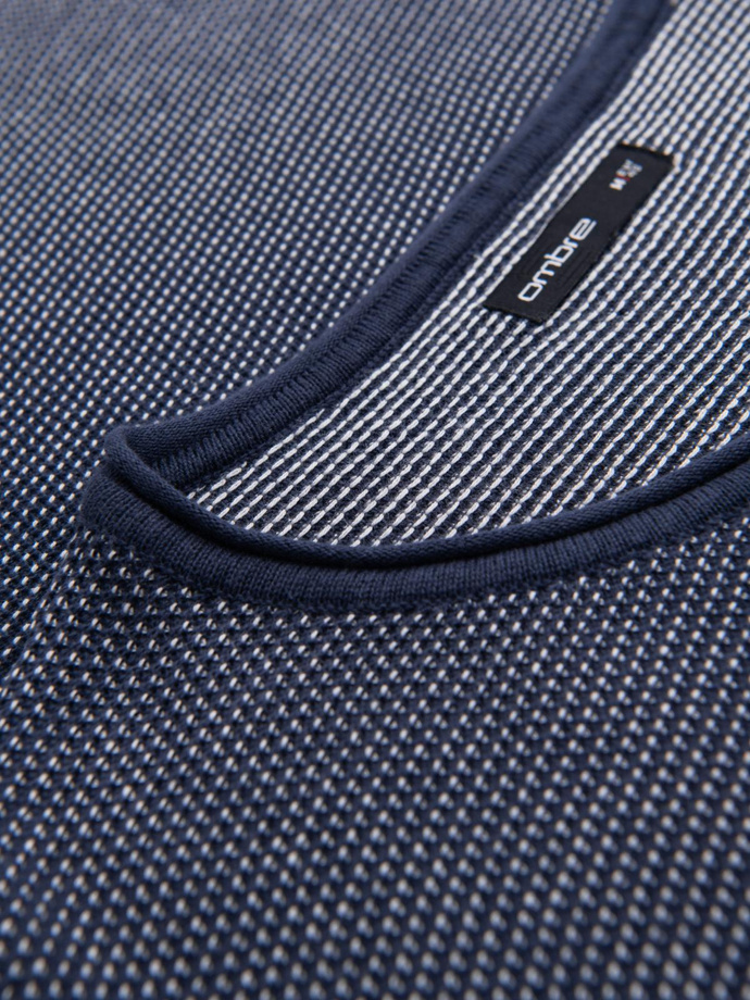 Pulover tricotat pentru bărbați cu puncte structurate - albastru marin V1 OM-SWSW-0118 