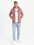 BASIC men's unbuttoned cotton sweatshirt - dark pink V4 OM-SSBZ-0160