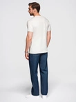 Tricou pentru bărbați cu broderie pe piept - alb V2 OM-TSPT-0248