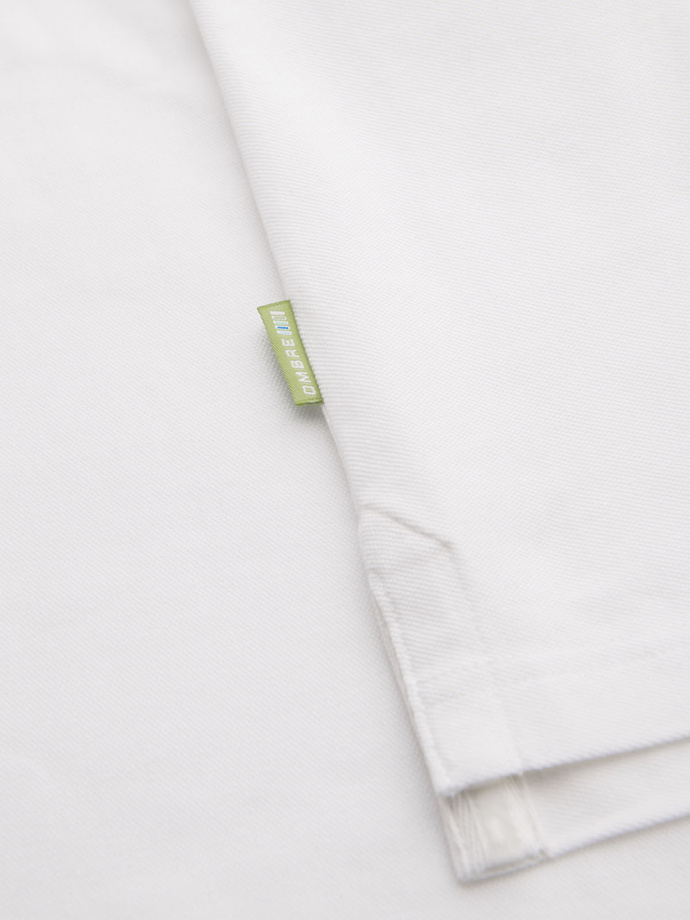 Tricou polo BASIC BASIC pentru bărbați, o singură culoare, din tricot piqué - verde neon V25 OM-POBS-0100