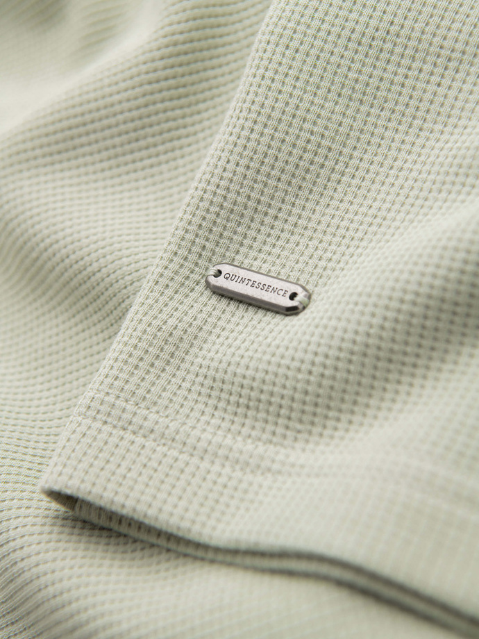 Men's waffle-textured T-shirt with round neckline - pistachio V4 OM-TSCT-0197