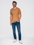 BASIC men's classic cotton T-shirt - brown V21 OM-TSBS-0236
