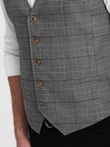 Men's vest without lapels in fine check - graphite V2 OM-BLZV-0123