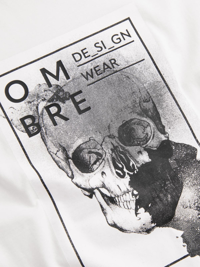 Men's cotton t-shirt with skull - white V2 OM-TSPT-0200