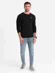 Bărbați semnătură elastan longsleeve cu decolteu rotund - negru V3 OM-LSCL-0102