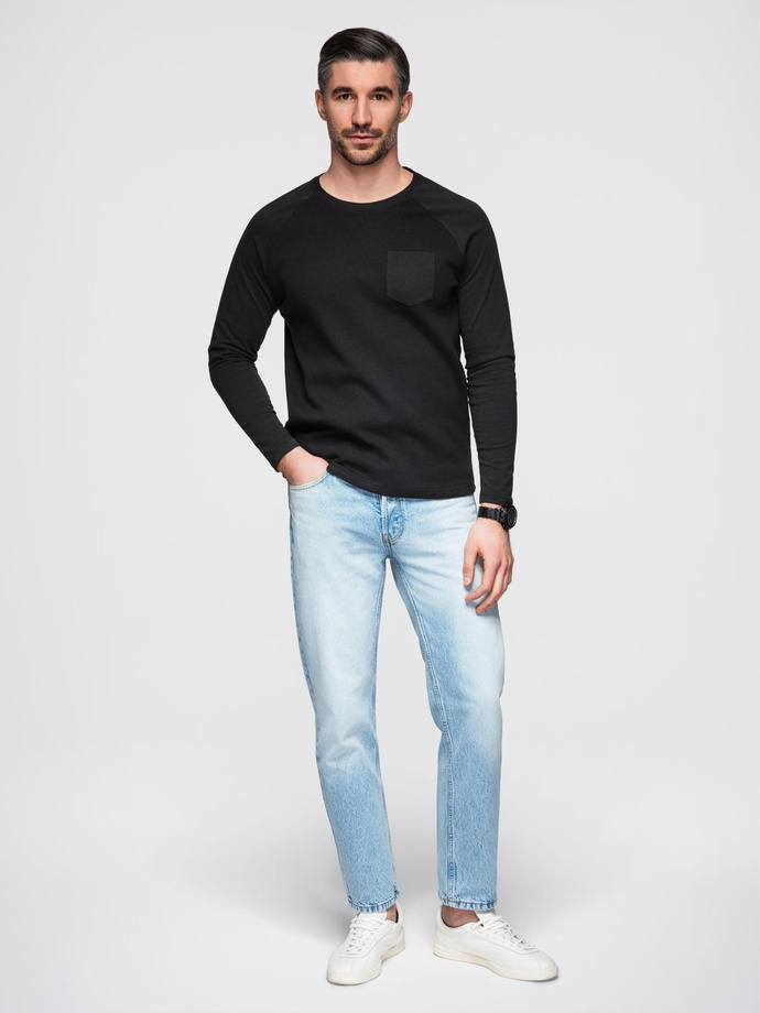 Bărbați cu mânecă lungă cu textură de napolitană - negru V4 OM-LSCL-0109