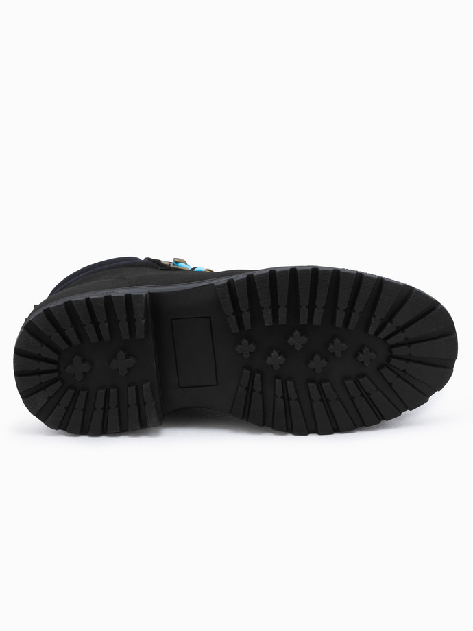 Men's winter trekking boots with contrasting laces - black V3 OM-FOBO-0132