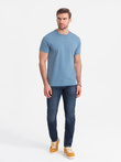 Men's full-print t-shirt with colorful letters - blue denim V4 OM-TSFP-0185