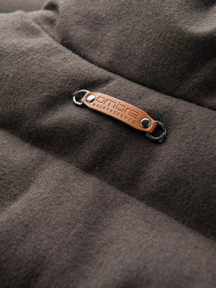 Jachetă bărbătească matlasată fără mâneci din lână - olive melange V4 OM-JAVJ-0200