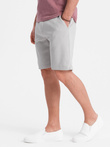Men's shorts made of two-tone melange knit fabric - light grey V5 OM-SRCS-0127