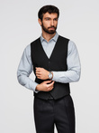 Elegantní pánská vesta SLIM FIT ve tvaru rybí kosti - černá V3 OM-BLZV-0143