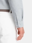 Cămașă bărbătească REGULAR FIT cu buzunar - gri deschis melange V2 OM-SHCS-0148