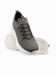 Męskie buty sneakersy wsuwane wykonane z lekkich materiałów - khaki V2 OM-FOKS-0149