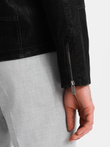 Men's retro-style biker jacket with stand-up collar - black V2 OM-JAFL-0197