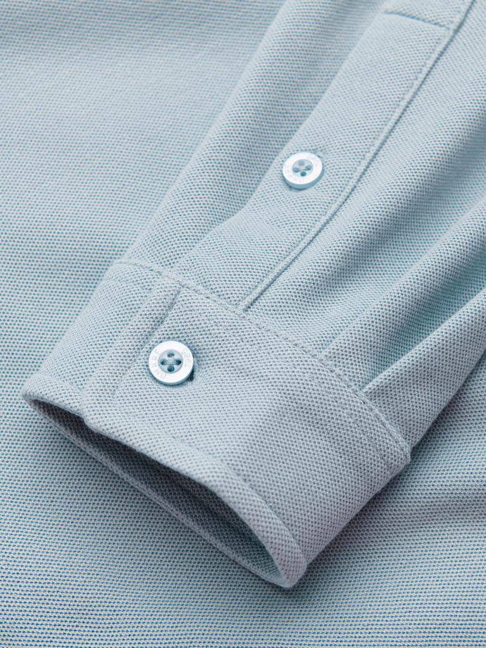 Men's long sleeve knitted SLIM FIT shirt - blue V3 OM-SHCS-0177