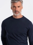 BASIC men's longsleeve with round neckline - navy blue V2 OM-LSBL-0106
