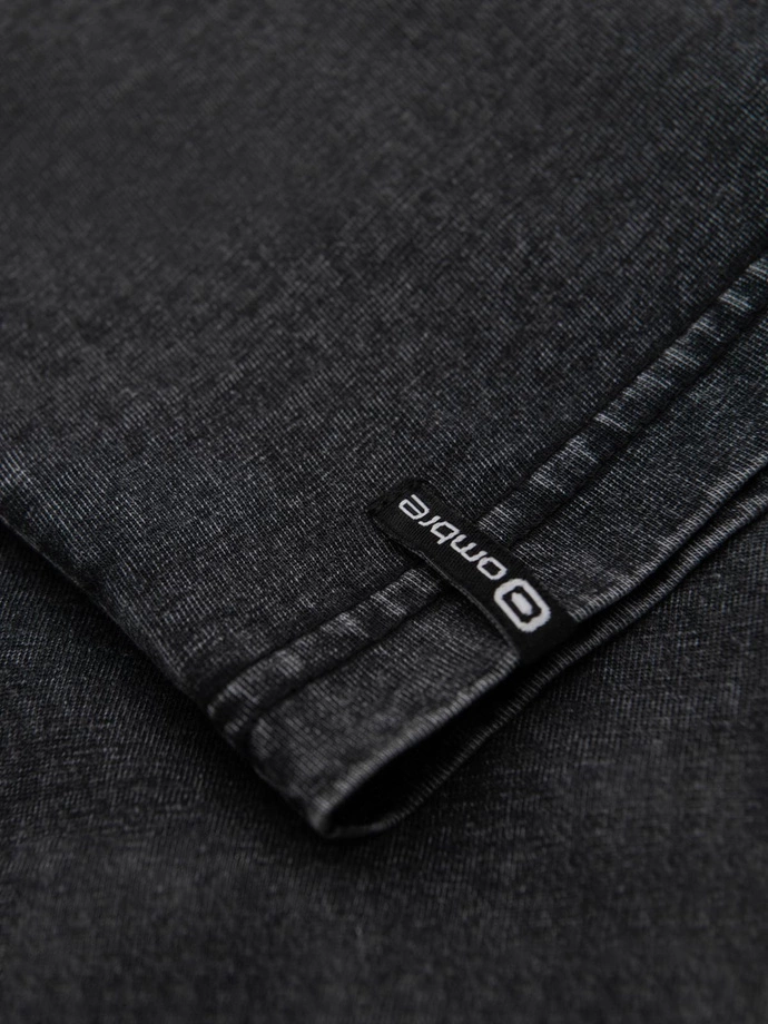 Pánske tričko s pracím efektom a gombíkmi pri výstrihu - čierne V1 OM-TSWT-0150