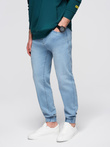 Pantaloni bărbătești JOGGERY din denim cu evazare clasică - albastru deschis V1 OM-PADJ-0265