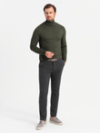 Men's knitted turtleneck with viscose - dark grey V5 OM-SWTN-0127