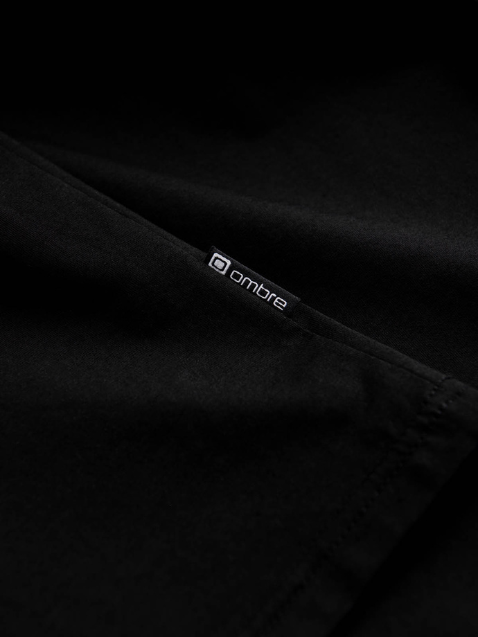 Men's elastane polo shirt with contrasting elements - black V2 OM-POSS-0123