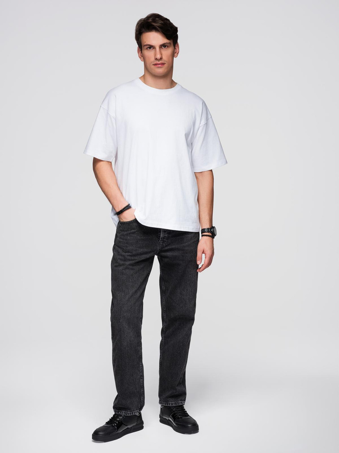 Men's cotton T-shirt with sequin wing motif on back - white V2 OM-TSCT-0289