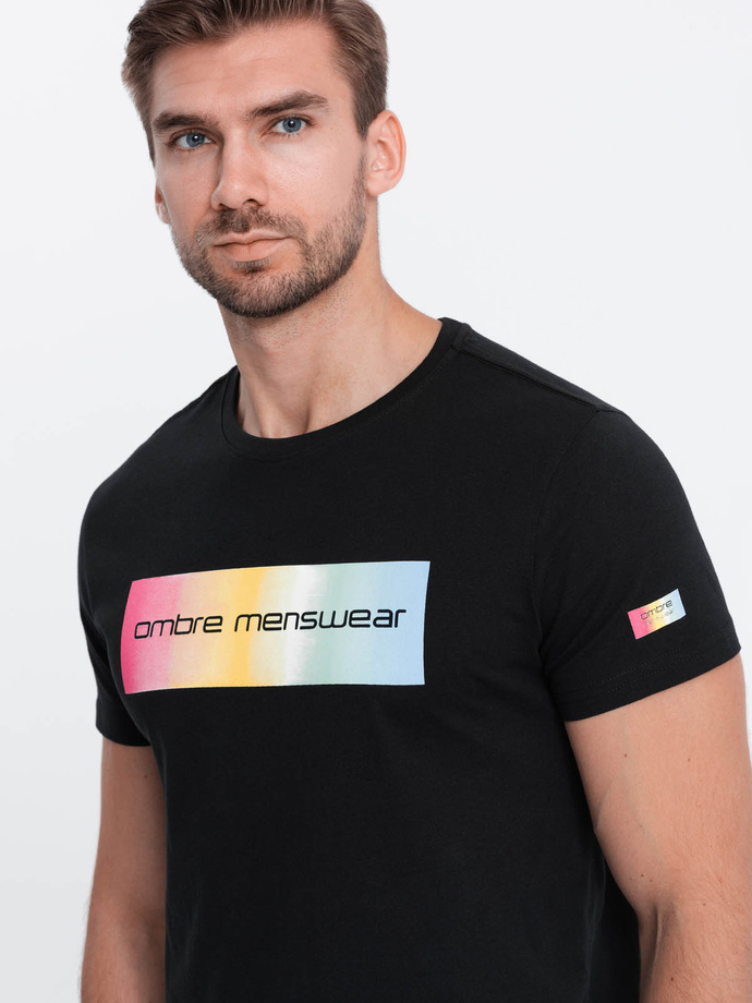 Tricou bărbătesc din bumbac imprimat - negru V1 S1750