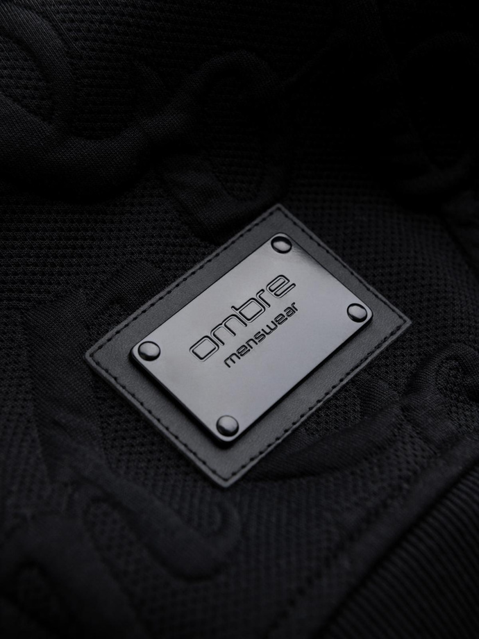 Pánská mikina RELAXED FIT s vyraženým nápisem - černá V1 OM-SSNZ-0164