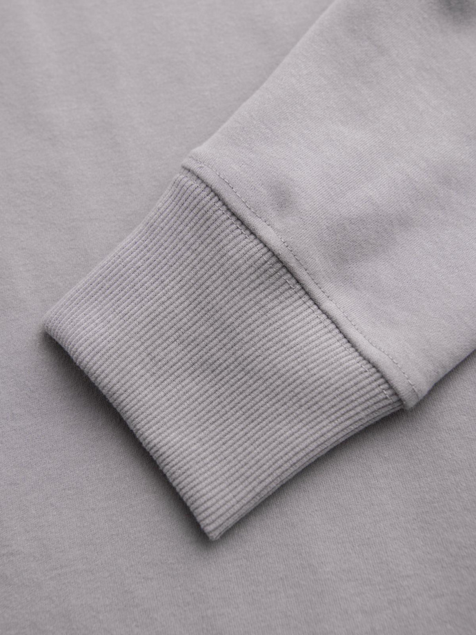 Men's sweatshirt with white polo collar - ash V7 OM-SSNZ-0132