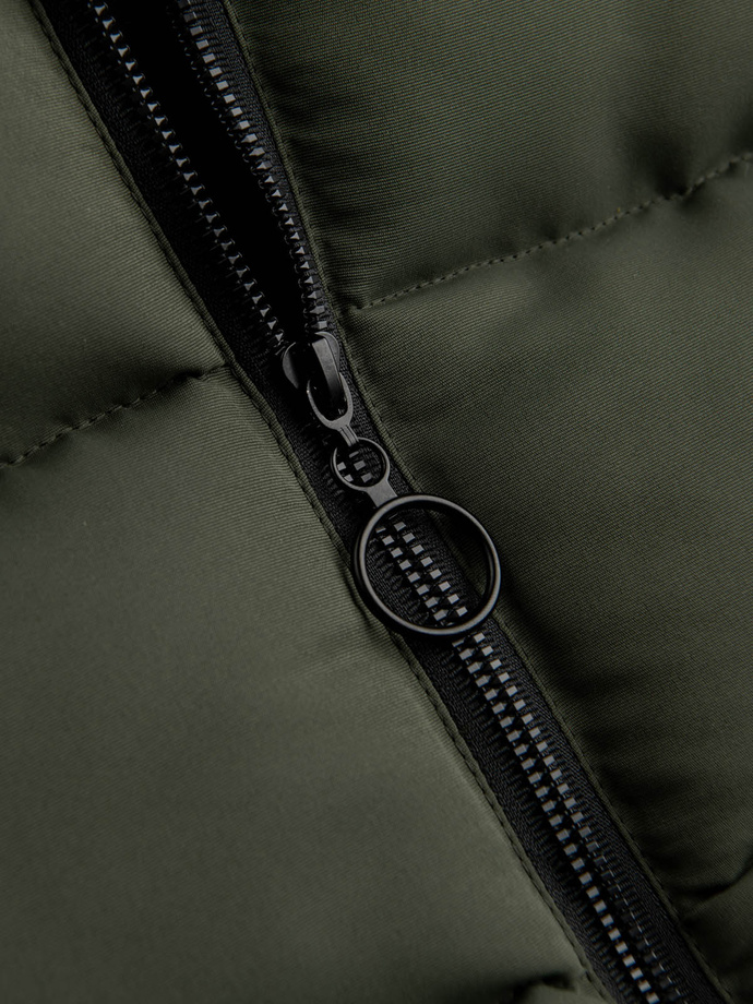 Men's quilted sleeveless jacket in contrasting colors - olive V4 OM-JAVJ-0161