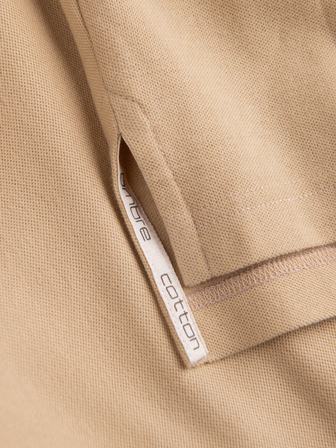 Pánske klasické bavlnené polo tričko - béžové S1374