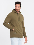 BASIC men's cotton kangaroo hooded sweatshirt - olive V2 OM-SSBN-0161