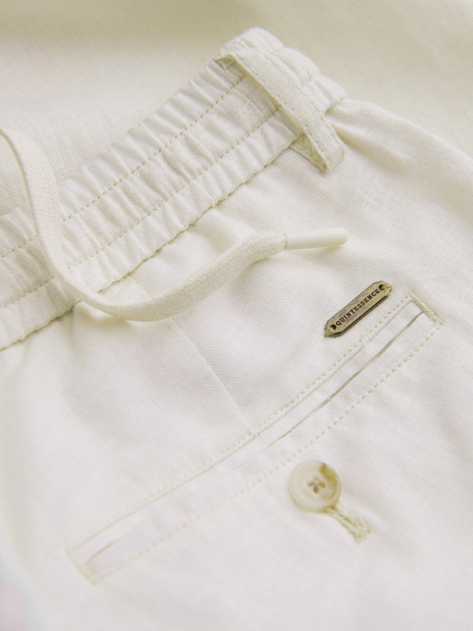 Vyriškos lininio mišinio chino kelnės - kreminės V2 OM-PACP-0198