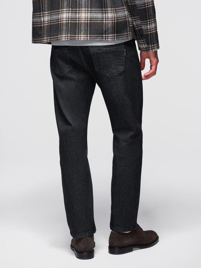 Men's denim pants with REGULAR FIT rubbing - black V2 OM-PADP-0241