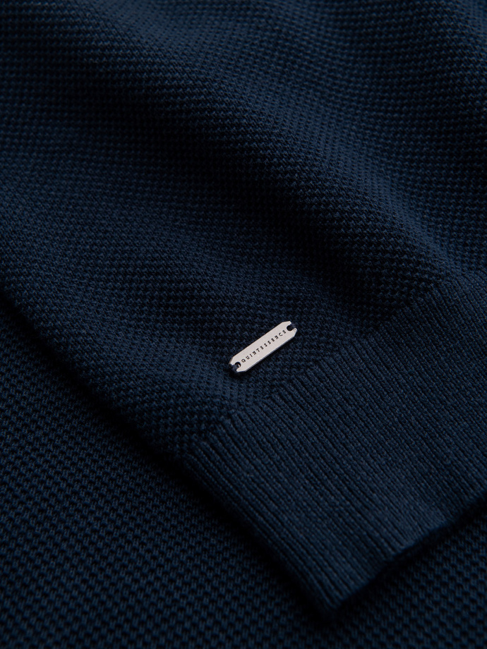 Pánské bavlněné polo tričko ze strukturovaného úpletu - tmavě modré V2 OM-POSS-0117