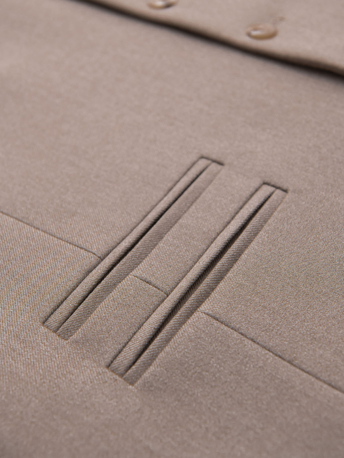 Men's suit vest with classic detailing and lining - beige V1 OM-BLZV-0142