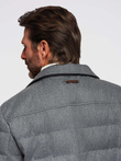 Men's jacket with a jacket cut with a fleece lining - gray V1 OM-JALP-0170 