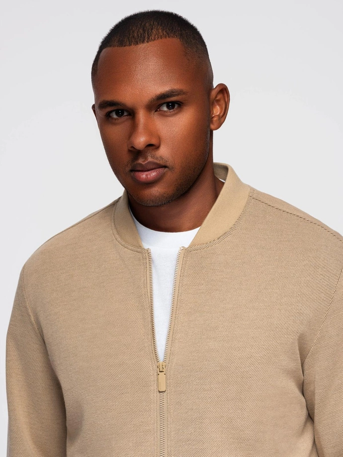 Men's raglan sleeve bomber jacket - warm beige V2 OM-JANP-0159