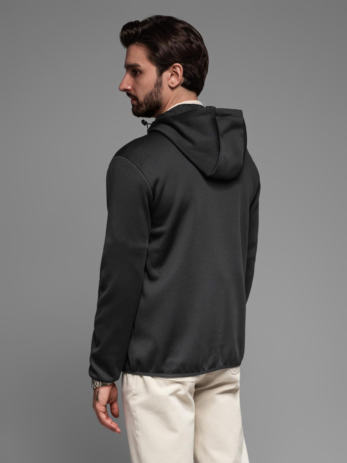 Jachetă sport ușoară colorată pentru bărbați cu fleece - maro și bleumarin V1 OM-JANP-0194