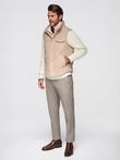 Men's peach effect quilted vest - beige V1 OM-JAVJ-0277