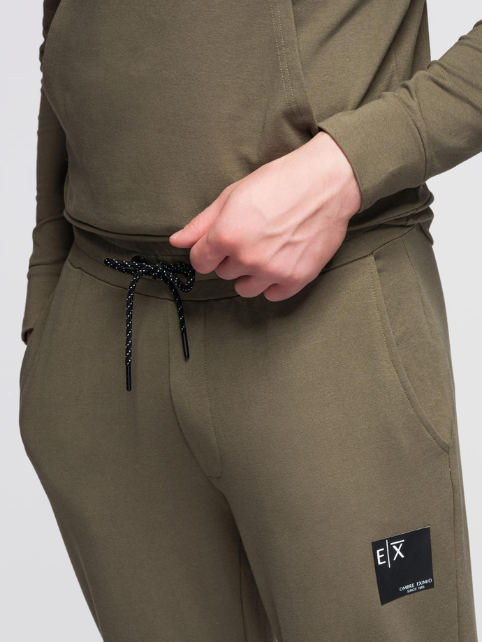 Men's sweatshirt set hoodie + sweatpants - olive V4 Z107 