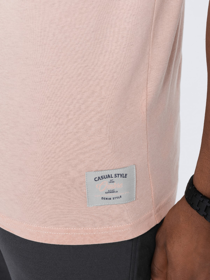 Men's printed cotton t-shirt - light pink V3 S1752