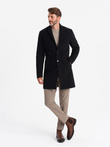 Single-breasted long men's suit style coat - black V1 OM-COWC-0105