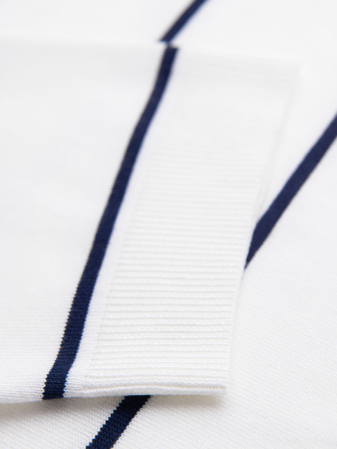 Tricou polo pentru bărbați cu guler cu fermoar - alb V1 OM-POSS-0132 