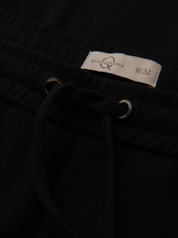 Men's pique knit pants with adjustable waistband - black V2 OM-PACP-0283