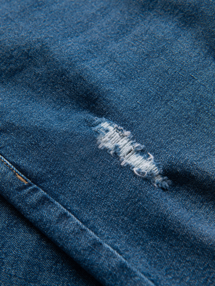 Pánské džínové kalhoty SLIM FIT s odřením - tmavě modré V2 OM-PADP-0255