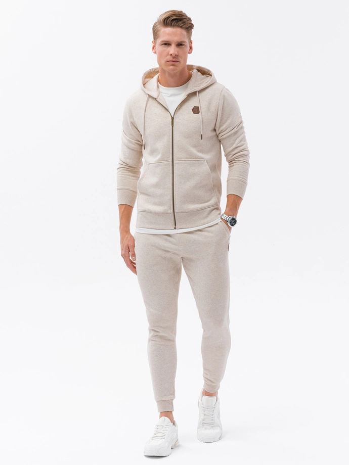 Men's sweatshirt set unbuttoned sweatshirt + pants - cream melange V1 Z62