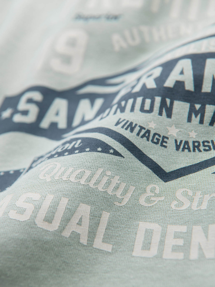 Pánské bavlněné tričko s potiskem San Francisco - mint V2 OM-TSPT-0120