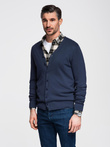 Knitted monochrome men's viscose cardigan - navy blue V1 OM-SWCD-0126 