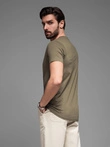 BASIC men's classic cotton T-shirt with a crew neckline - dark olive V6 OM-TSBS-0145