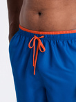 Men's two-tone ribbed swim shorts - dark blue V5 OM-SRBS-0141